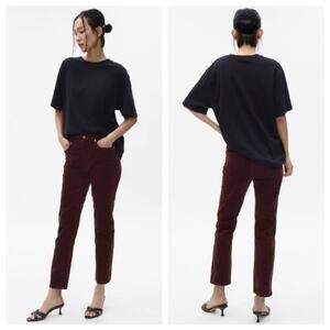 GAP Women's High Rise Vintage Slim Corduroy Pant Maroon Size 27P/4P